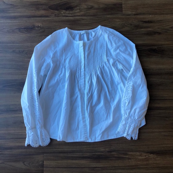 Joie Kalyssa Eyelet-sleeve Pleated Top Porcelain - Picture 4 of 8